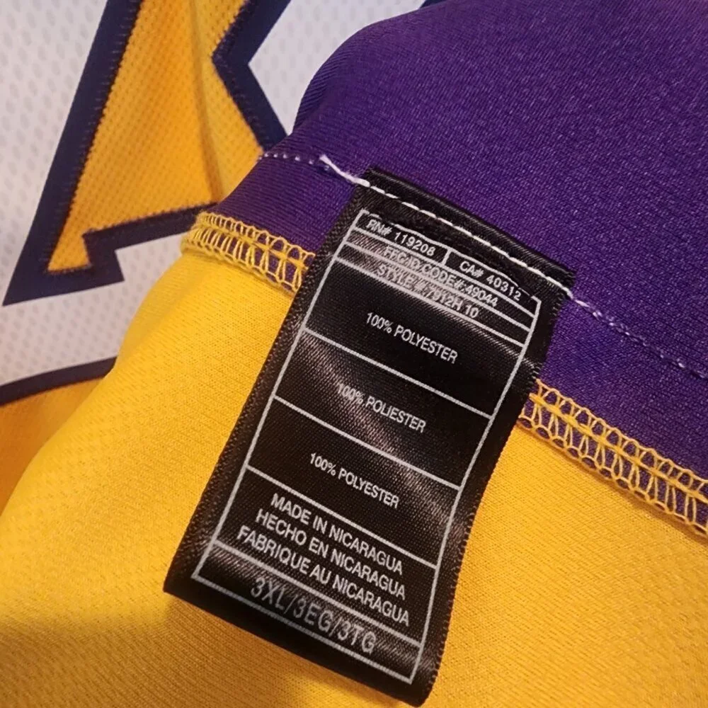 Kobe Bryant 24 Los Angeles Lakers Gold Purple Adidas NBA Jersey Mens 3XL